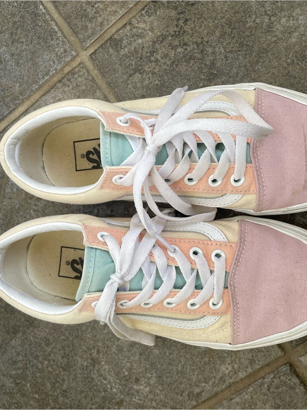 Vans Women's Pastel Pink Peach Mint Low-Top Sneakers